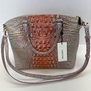 NWT Brahmin Duxbury Satchel Flirty Pink Ombre Melbourne Leather Croc Embossed